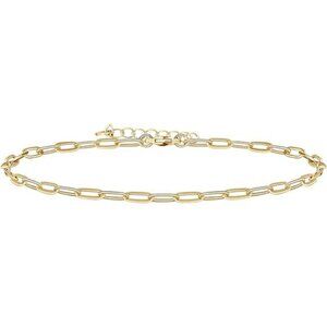 14K-18K Gold Plated Charm Link Flat Gold Anklets for Women | Beaded Marina Link